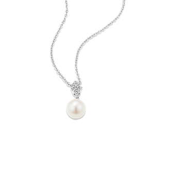 Twist-Link Cultured Pearl & White Sapphire Pendant | Shane Co.