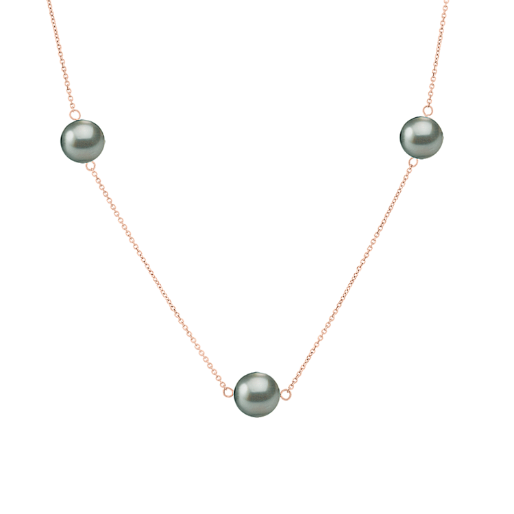 8.5mm Tahitian Pearl Necklace in 14K Rose Gold (20 in)