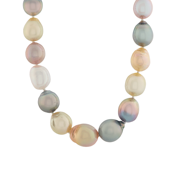 9mm Multi-Colored Baroque Cultured South Sea & Freshwater Pearl Strand (18 in)