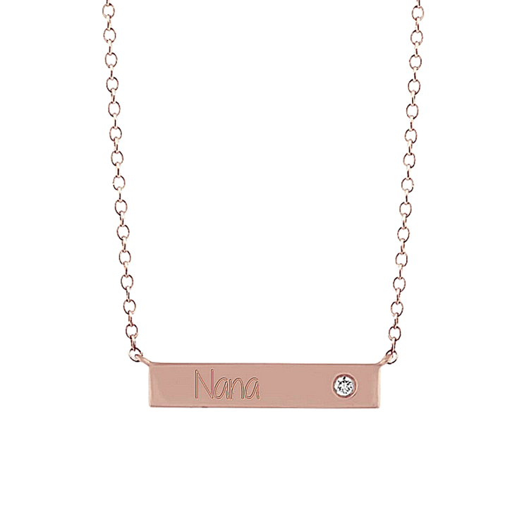 Abigail Natural Diamond Bar Necklace in 14K Rose Gold (18 in)