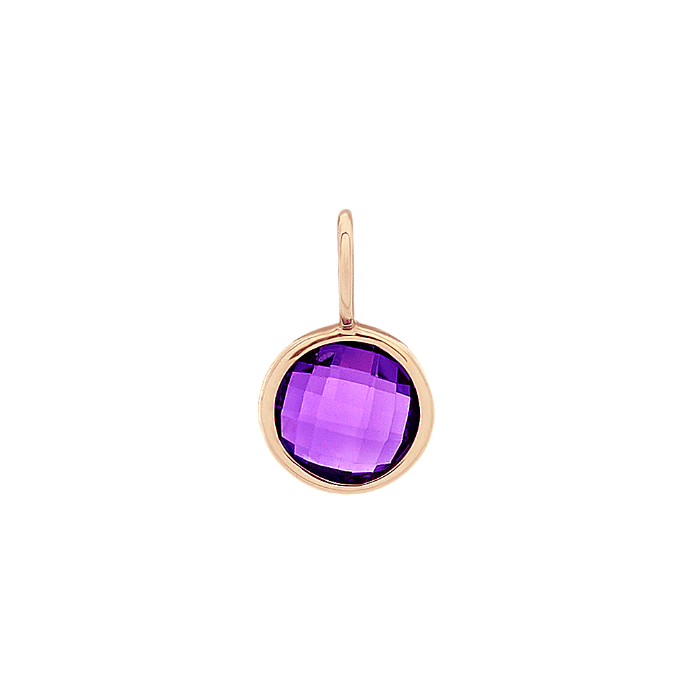 Natural Amethyst Charm in 14k Rose Gold