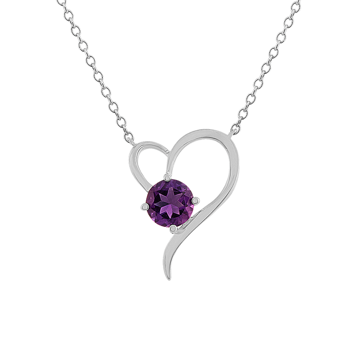 Amaryllis Natural Amethyst Heart Necklace in Sterling Silver (18 in)
