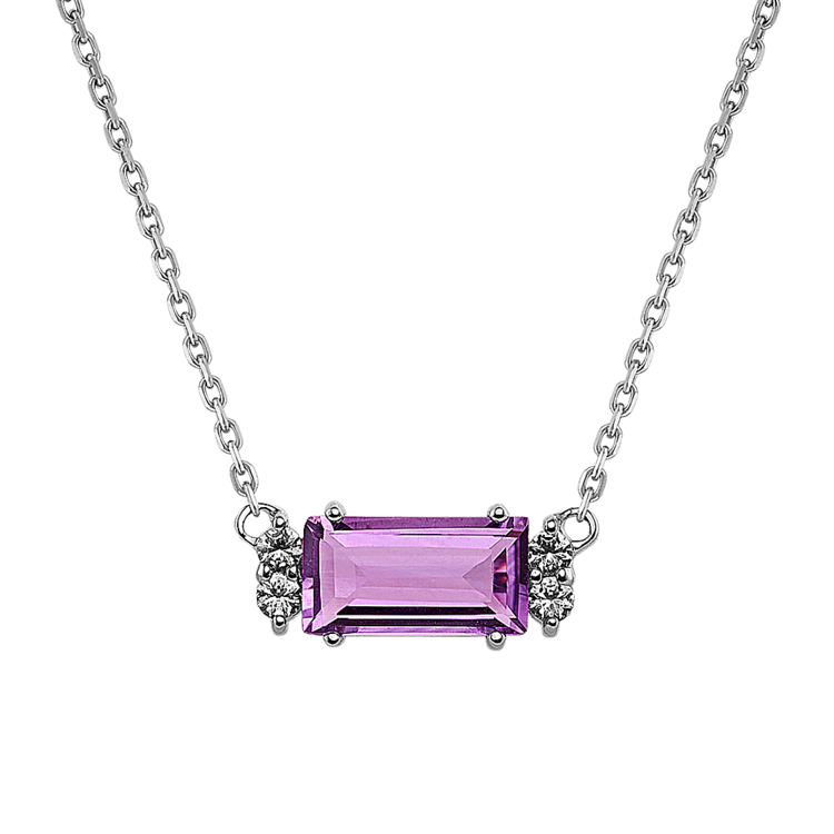 Raine Natural Amethyst and Natural Diamond Pendant in Sterling Silver (18 in)