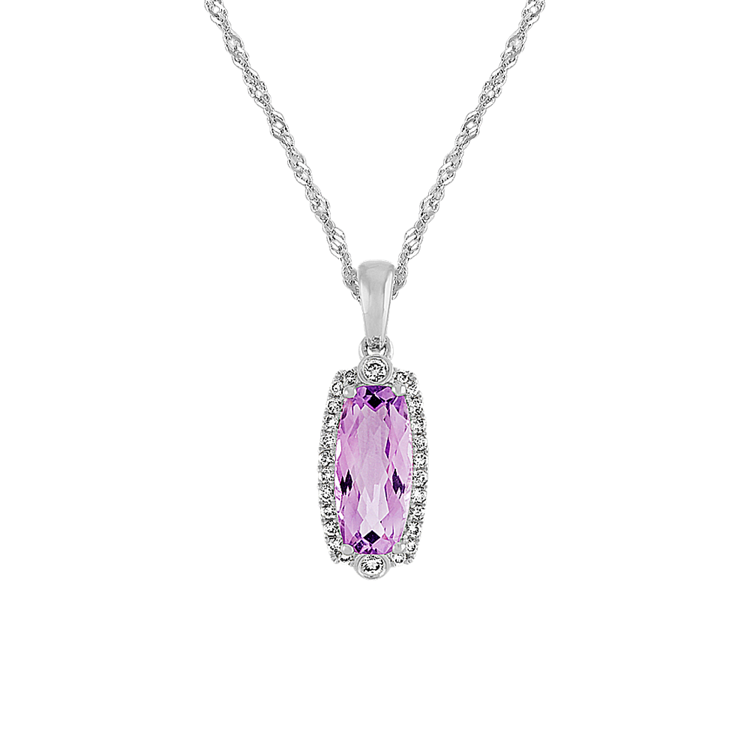 Natural Amethyst and Natural Diamond Pendant (22 in)