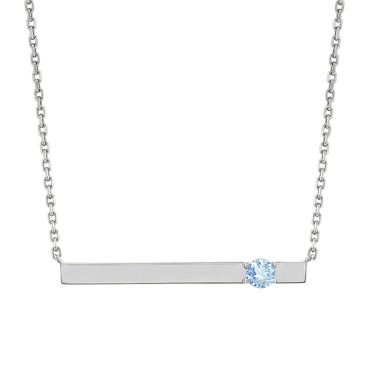 Bar Necklace for 3mm Gemstone in 14k White Gold (20 in)