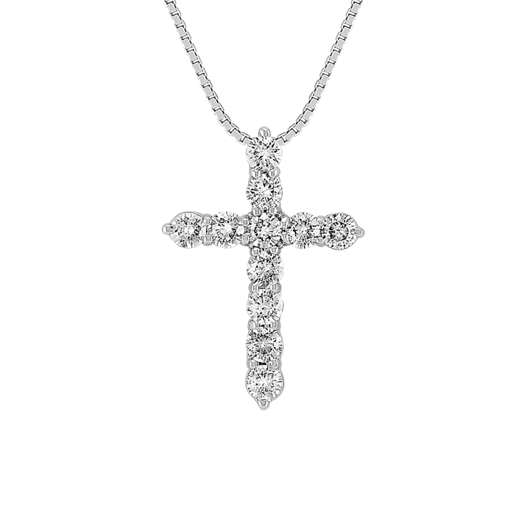 Bethany Natural Diamond Cross Pendant in 14K White Gold (18 in)