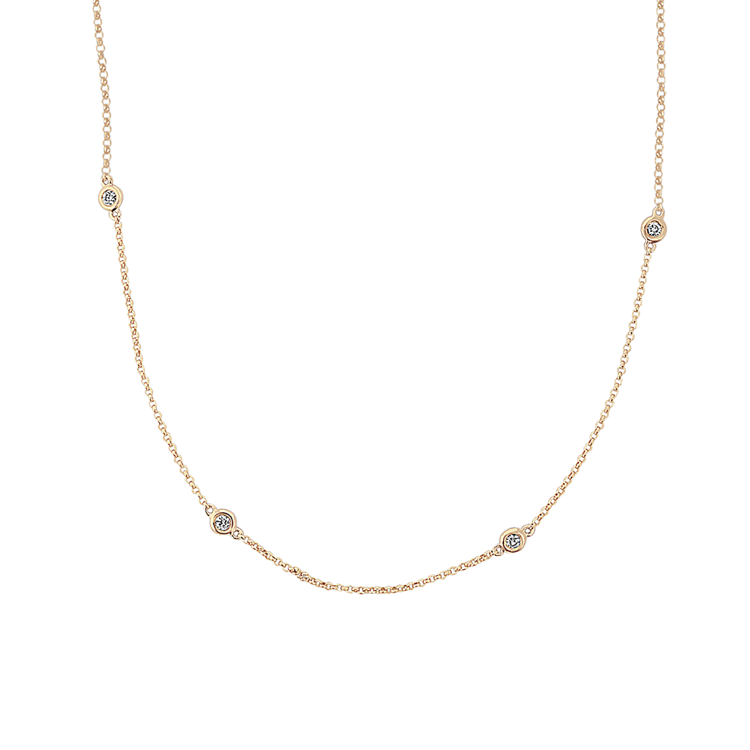 Una Bezel-Set Natural Diamond Necklace in 14K Yellow Gold (18 in)