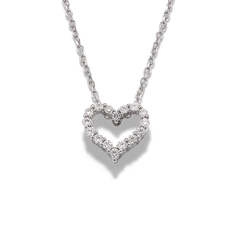 Bijou Petite Natural Diamond Heart Necklace in 14K White Gold (18 in)