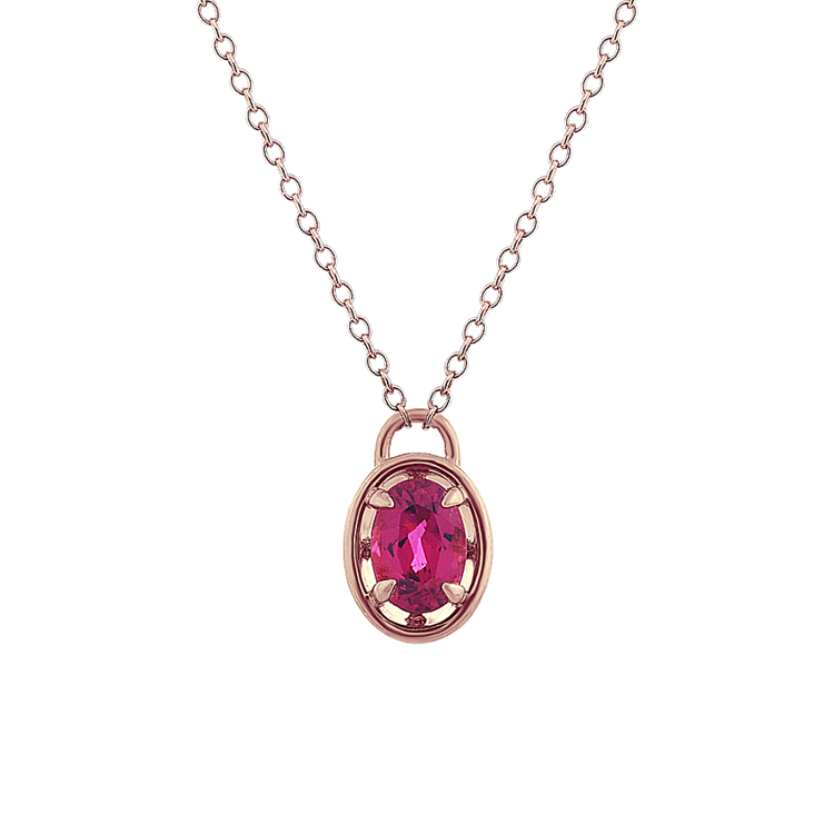 Natural Cherry Pink Tourmaline Necklace (22 in)