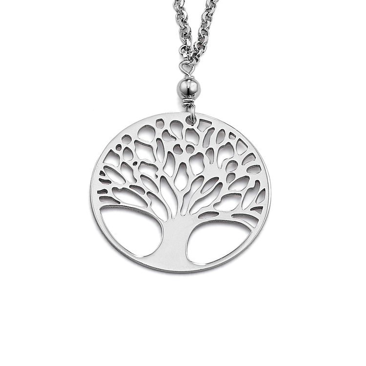 Circle Tree of Life Necklace in Sterling Silver (18 in)