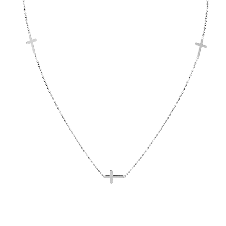 Cross Necklace in 14K White Gold (18 in)
