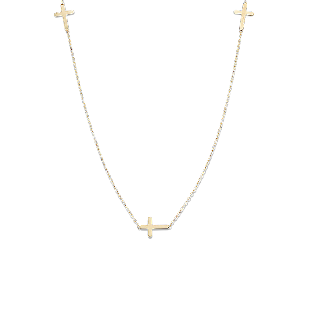 Shiloh Cross Necklace in 14K Yellow Gold (18 in)