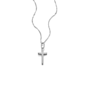 14K White Gold Sideways Cross Necklace | Shane Co.