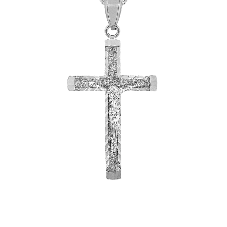 Sarai Crucifix Pendant in 14K White Gold (24 in)