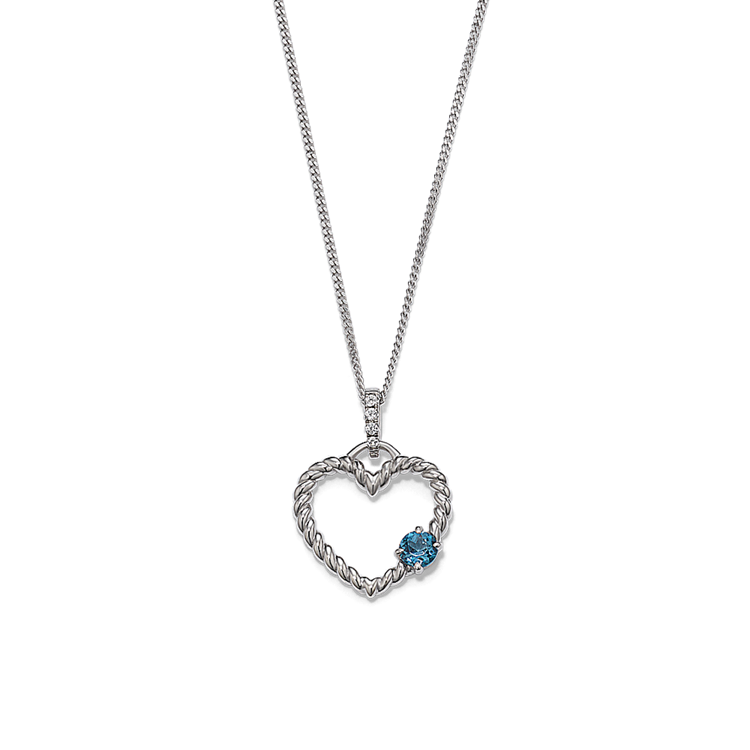 Cupid Natural London Blue Topaz Heart Pendant in Sterling Silver (22 in)