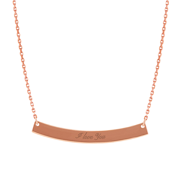 Curved Bar Necklace in 14k Rose Gold (18 in)
