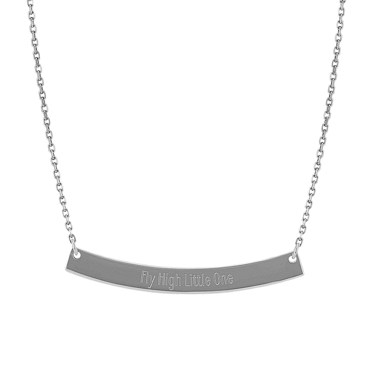 Curved Bar Necklace in 14k White Gold (18 in)