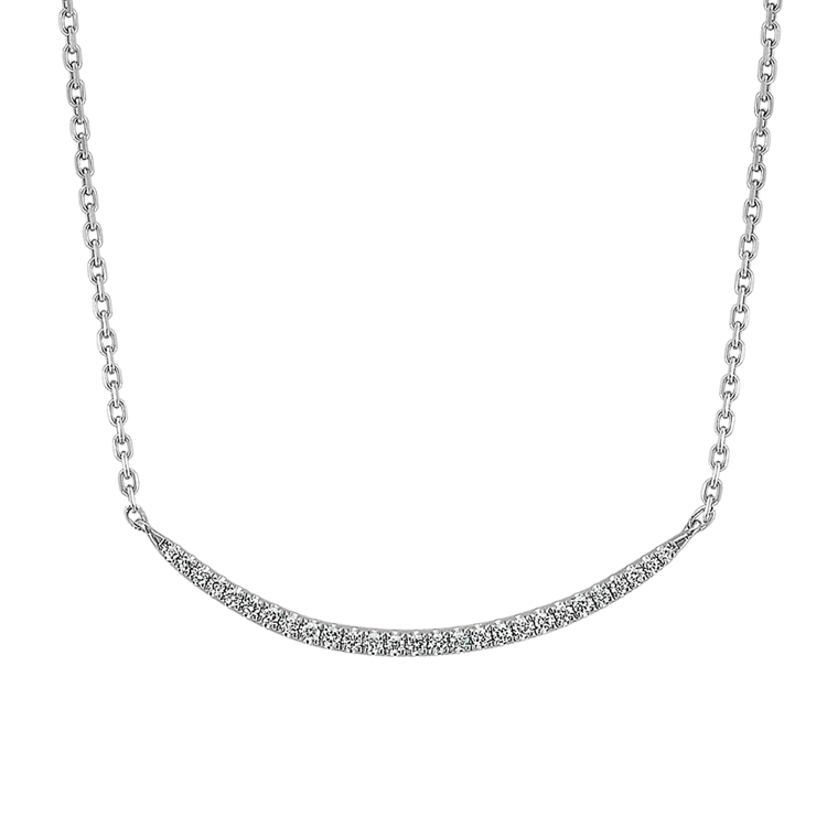 Curved Natural Diamond Necklace (18 in)