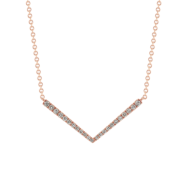 Natural Diamond Chevron Bar Necklace (18 in)