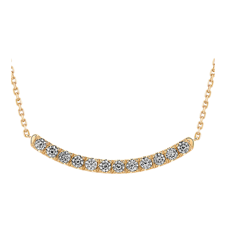 Rialto Natural Diamond Curved Bar Necklace in 14K Yellow Gold (20 in)