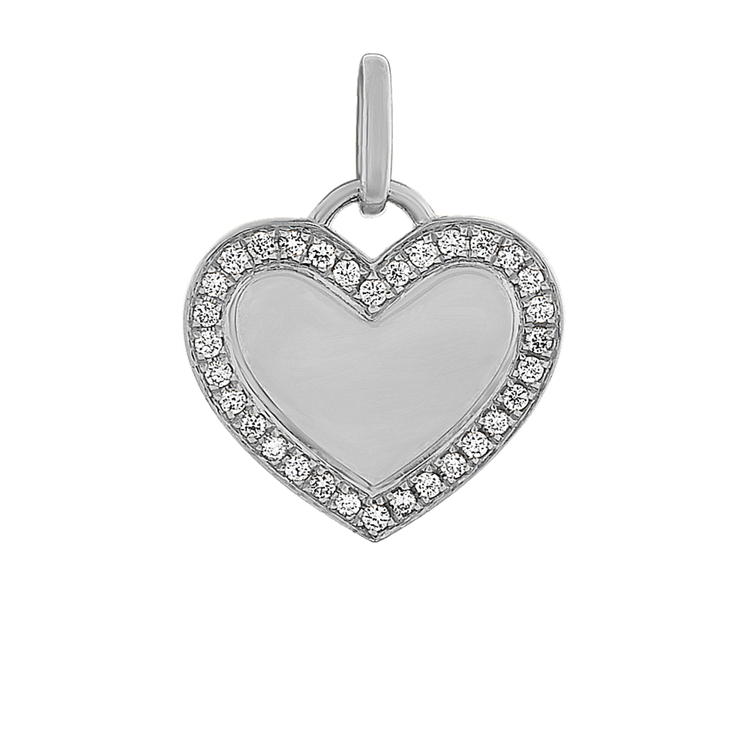 Natural Diamond Heart Charm in 14k White Gold