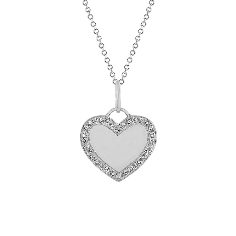 Natural Diamond Heart Pendant in 14K White Gold (18 in)