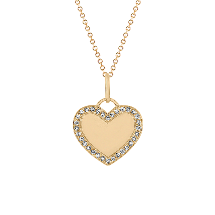 Natural Diamond Heart Pendant in 14K Yellow Gold (18 in)