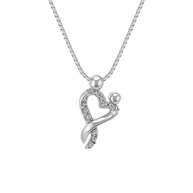 Natural Diamond Heart Pendant in Sterling Silver (20 in)