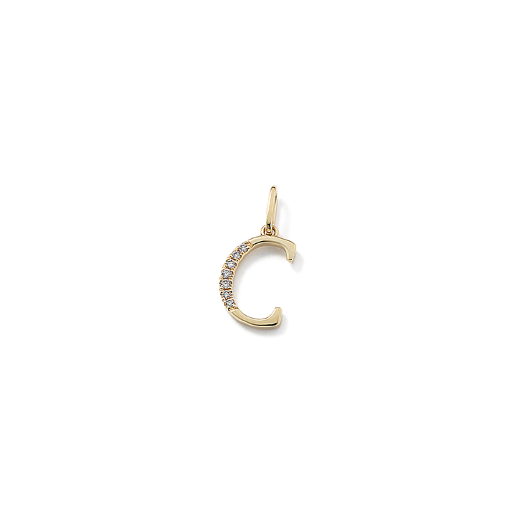 Natural Diamond Letter C Charm in 14k Yellow Gold