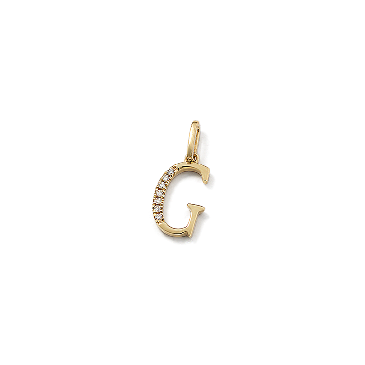 Natural Diamond Letter G Charm in 14k Yellow Gold