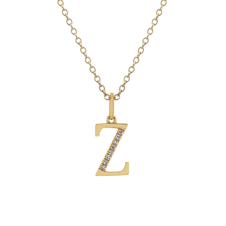 Natural Diamond Letter Z Pendant in 14k Yellow Gold (18 in)