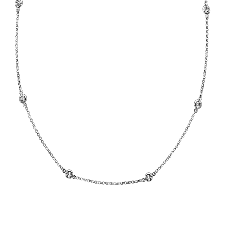 Hanna Natural Diamond Station Necklace in 14K White Gold (18 in)