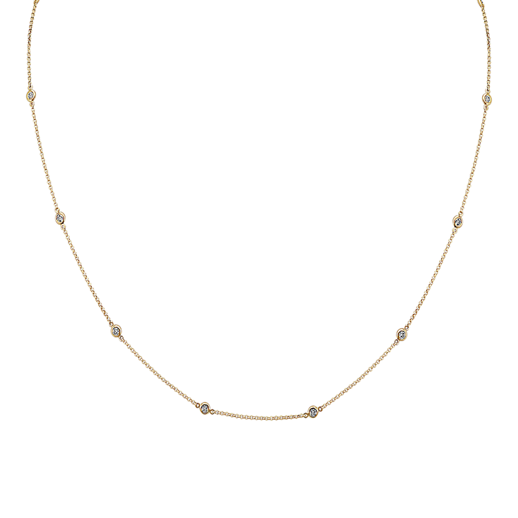 Hanna Natural Diamond Station Necklace in 14K Yellow Gold (18 in)