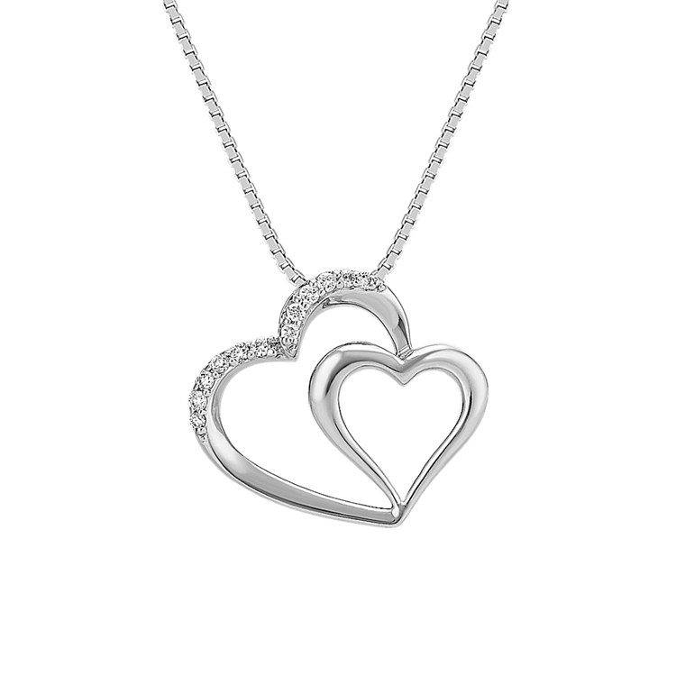 Waverly Natural Diamond Double Heart Pendant in Sterling Silver (20 in)