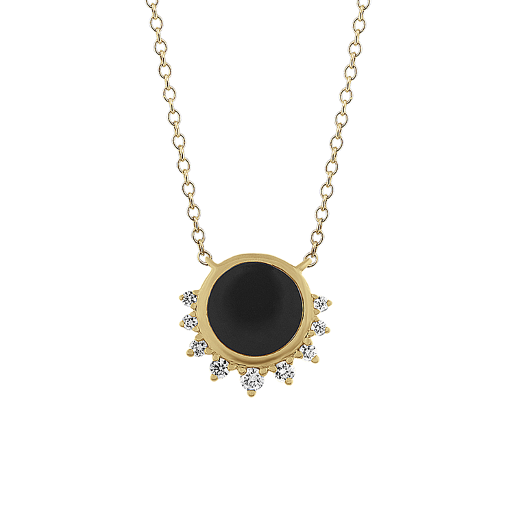 Eclipse Black Enamel and Natural Diamond Necklace (18 in)