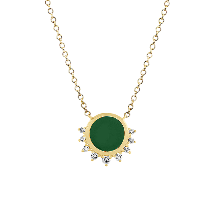 Eclipse Green Enamel and Natural Diamond Necklace (18 in)