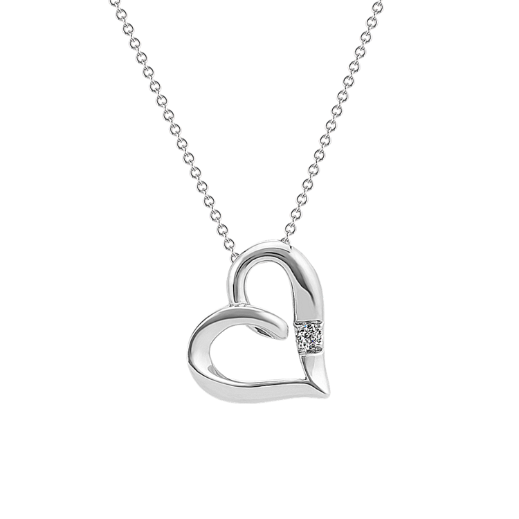 Emery Natural Diamond Heart Necklace in Sterling Silver (20 in)