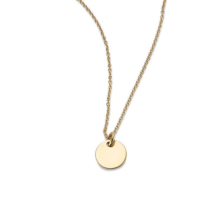 Linden Engravable Disk Pendant in 14K Yellow Gold (18 in)