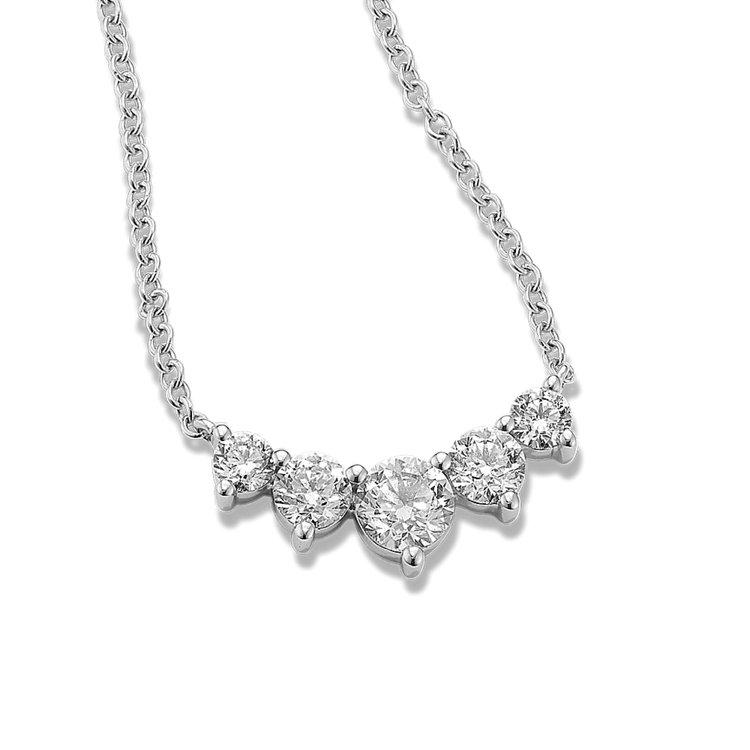 Sabine Five-Stone Graduated Natural Diamond Necklace in 14K White Gold (18 in)