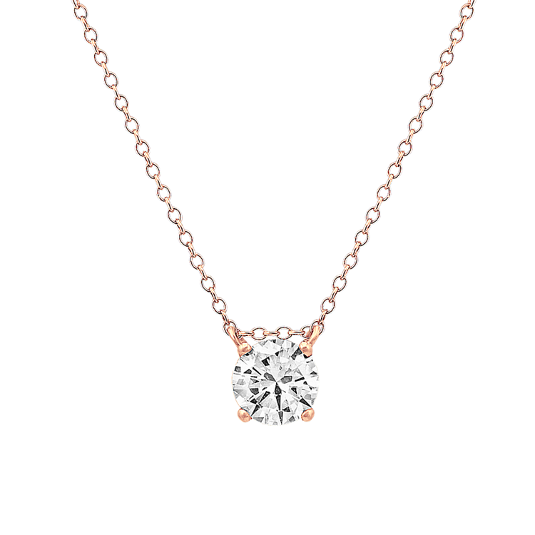 Oxford Floating Natural Diamond Solitaire Pendant in 14K Rose Gold (18 in)