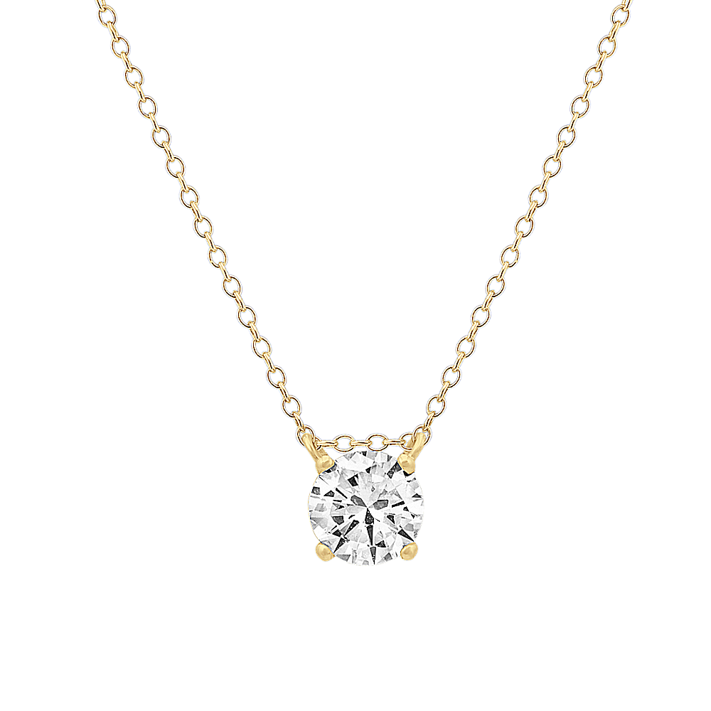 Oxford Floating Diamond Solitaire Pendant in 14K Yellow Gold (18 in)