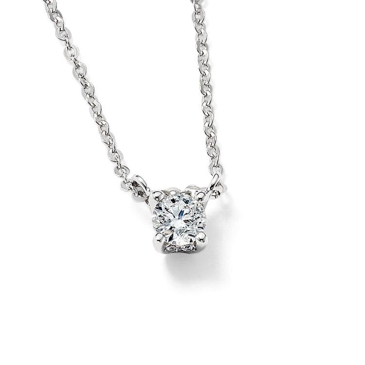 Oxford Floating Diamond Solitaire Pendant in 14K White Gold (18 in)