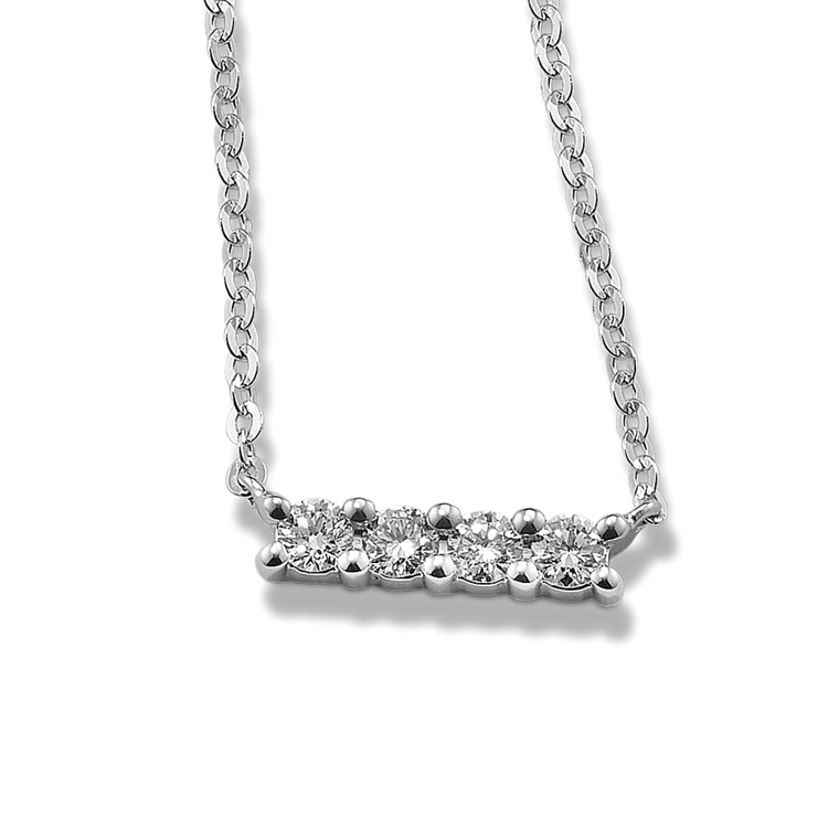 Thames Four-Stone Natural Diamond Bar Necklace in 14K White Gold (18 in)