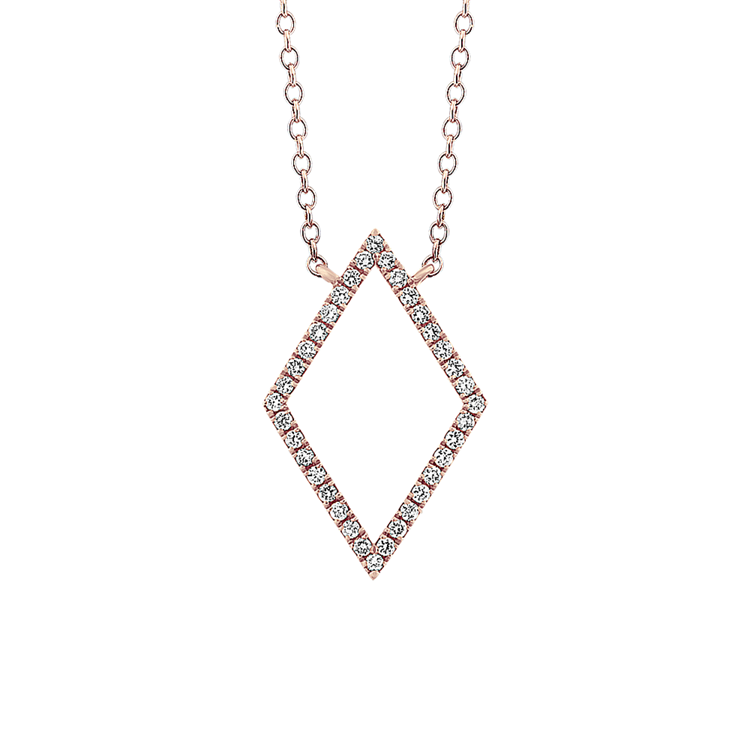 Geometric Natural Diamond Necklace in 14k Rose Gold (18 in)