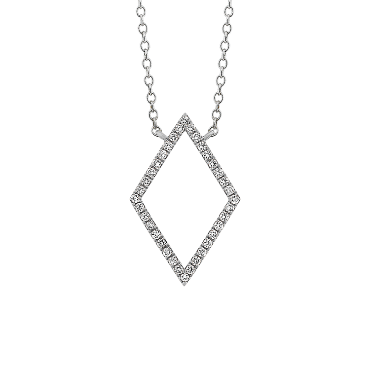 Geometric Natural Diamond Necklace in 14k White Gold (18 in)