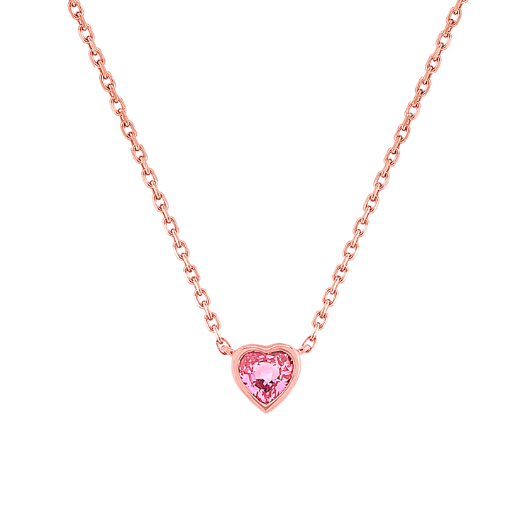 Heart-Shaped Pink Natural Sapphire Pendant in 14K Rose Gold (20 in)