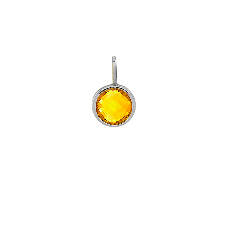 I Love Our Adventures - Natural Citrine Charm in 14k White Gold