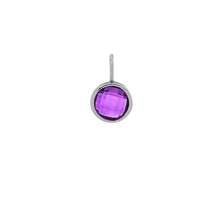 In Awe of You - Natural Amethyst Charm in 14k White Gold