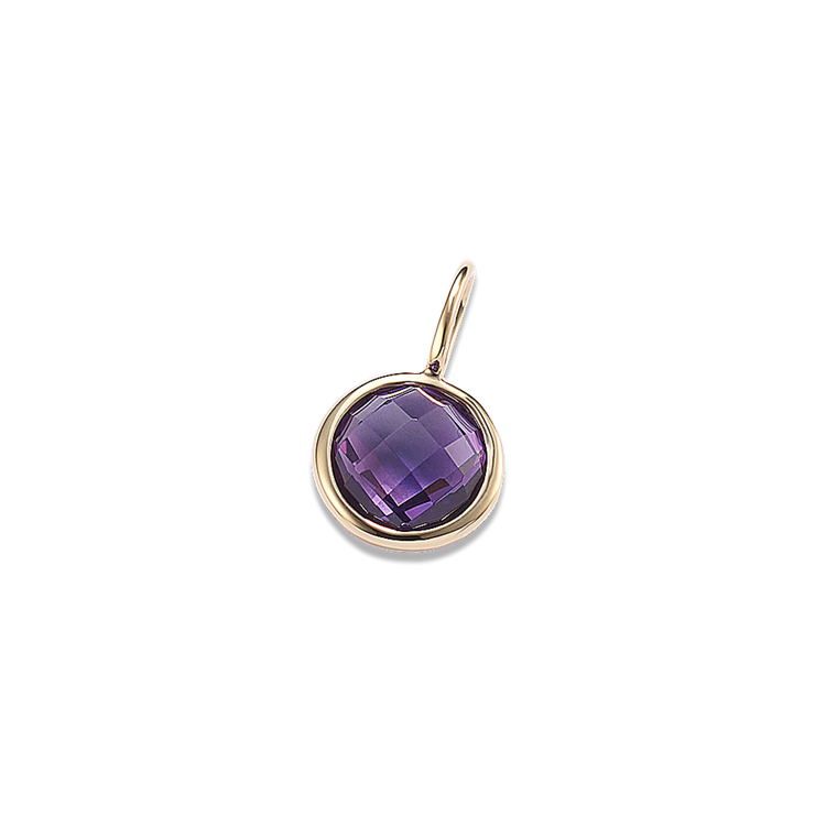 In Awe of You - Natural Amethyst Charm in 14k Yellow Gold