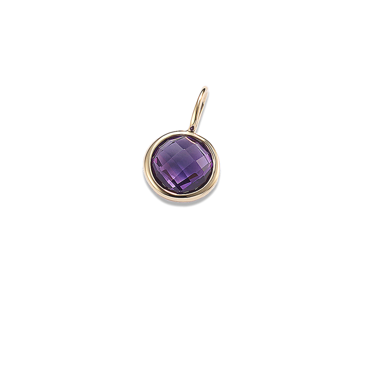In Awe of You - Natural Amethyst Charm in 14k Yellow Gold
